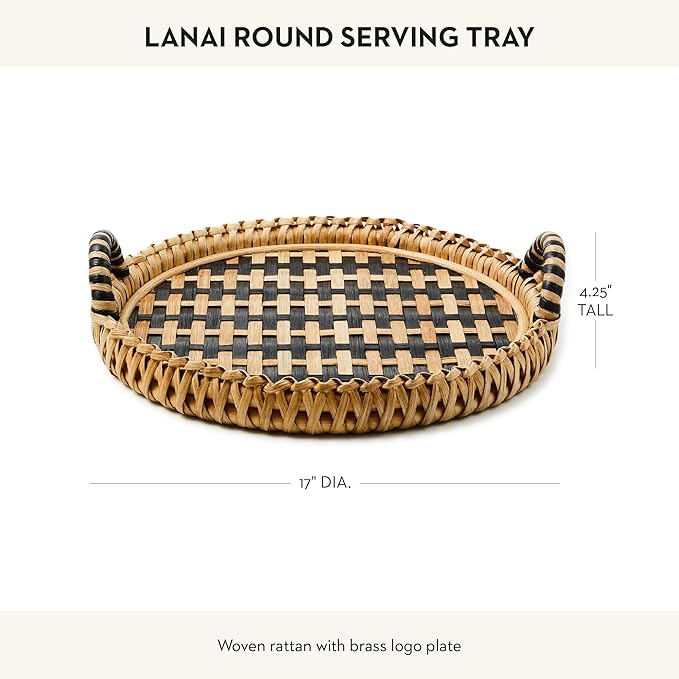 MACKENZIE-CHILDS Lanai Round Serving Tray, Decorative Tray for Food and Home Decor