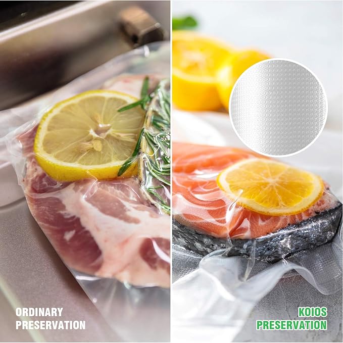 KOIOS Vacuum Sealer Bags for Food Vacuum Sealer Bags Rolls,8" x 16' Food Vacuum Rolls, Non-BPA Vacuum StorageBags for Food or Sous Vide, Seal a Meal, Heavy Duty (2 Rolls)