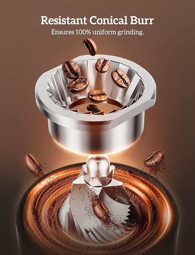 Neretva Burr Coffee Grinder, 2 in 1 Professional Espresso Grinder Stainless Steel Suit 51~58mm Portafilter Coffee Bean Grinder 30 Precise Setting & Anti-Static for Espresso/French Press/Drip/Cold Brew