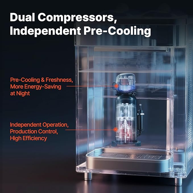 VEVOR Commercial Ice Cream Maker, 22-30L/H Yield, 2350W Countertop Soft Serve Machine with 2x6L Hopper 2L Cylinder LCD Panel Puffing Shortage Alarm, Frozen Yogurt Maker for Restaurant Snack Bar, Silve