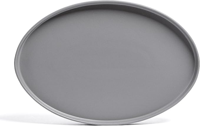 over&back Stackable Stoneware Serving Platter - Elegant 1-Piece Oval Serving Platter to Complete Your Kitchen Set - Perfect for Appetizers, Desserts, and More - 16" L x 11" W - Semi-Matte Charcoal
