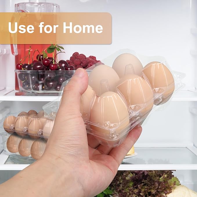 150 Pack Half Dozen Egg Cartons Bulk, 2x3 Clear Plastic Chicken Egg Holders, Egg Tray Carton Holder for Home & Kitchen, Farm & Market Use, Egg Storage Solution, 6 Grids(Medium Size)