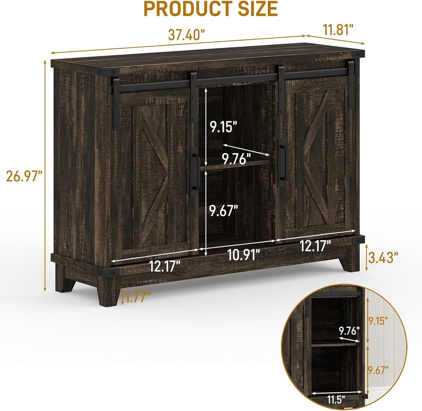 Cube Storage Organizer, Sliding Doors Coffee Bar Cabinet with Storage Farmhouse Sideboard Buffet Cabinet with Adjustable Shelves Coffee Bar for Kitchen Home Office Dining Room