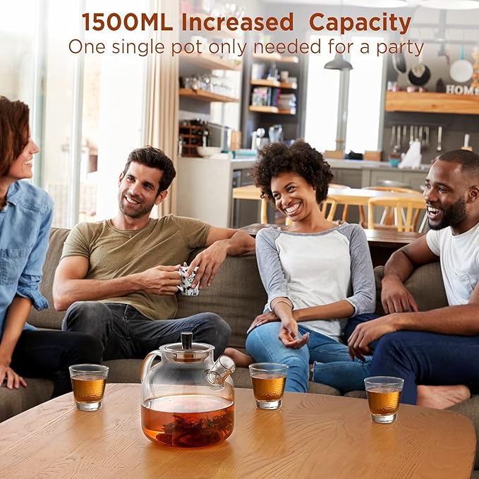 Glass Teapot with Removable Infuser,Ehugos 800ml (27OZ) Stovetop Safe Small Tea Pot, Blooming and Loose Leaf Hand Crafted Kettle for Women and Adult with Stainless Infuser