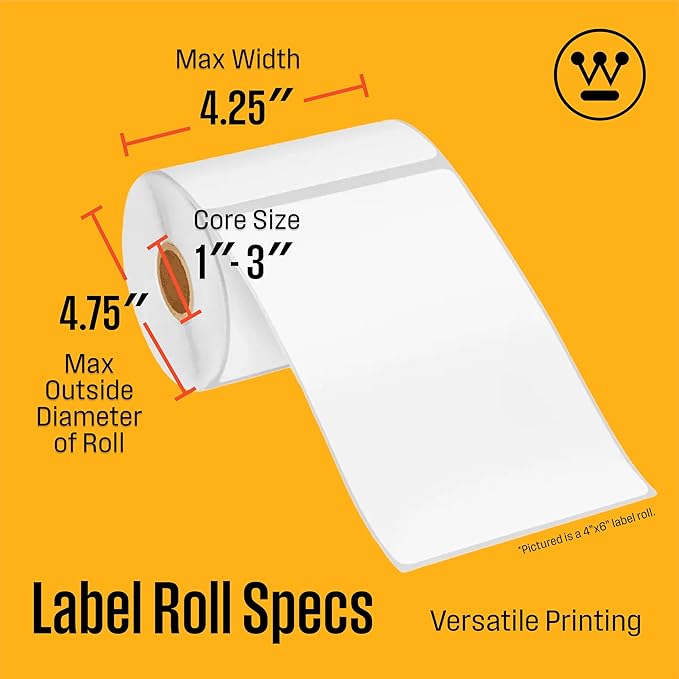 Westinghouse Thermal Shipping Label Printer USB, 4x6 Label Commercial Grade, Compatible with USPS, UPS, FedEx, eBay, Shopify, Amazon, & More, Desktop Label Printer for Packages, Includes Sample Labels