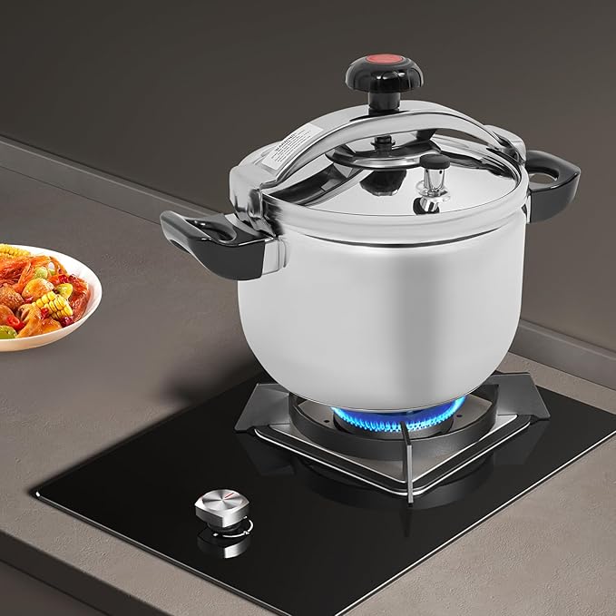 11.6 Quart Pressure Cooker Stainless Steel Pressure Canner, Large Capacity, Commercial Pressure Cooker Clamp On Type, Single Valves for Family or Commercial Use