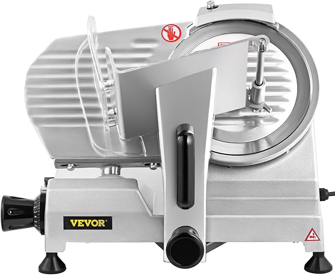 VEVOR Commercial Meat Slicer, 200W Electric Deli Food Slicer, 0-12mm Adjustable Thickness Electric Meat Slicer, 1200RPM Meat Slicer with 8.7'' Chromium-plated Steel Blade for Home & Commercial Use