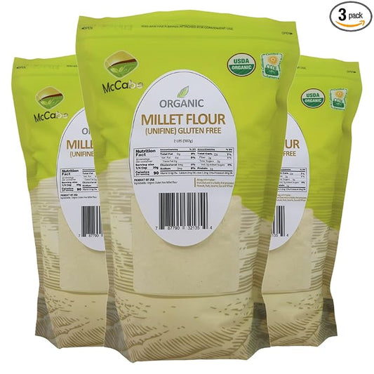 McCabe Organic Millet Flour - Millet Flour Organic | Rich with Fiber & Minerals | USDA and CCOF Certified | Product of USA | 2Lbs Pack of 3