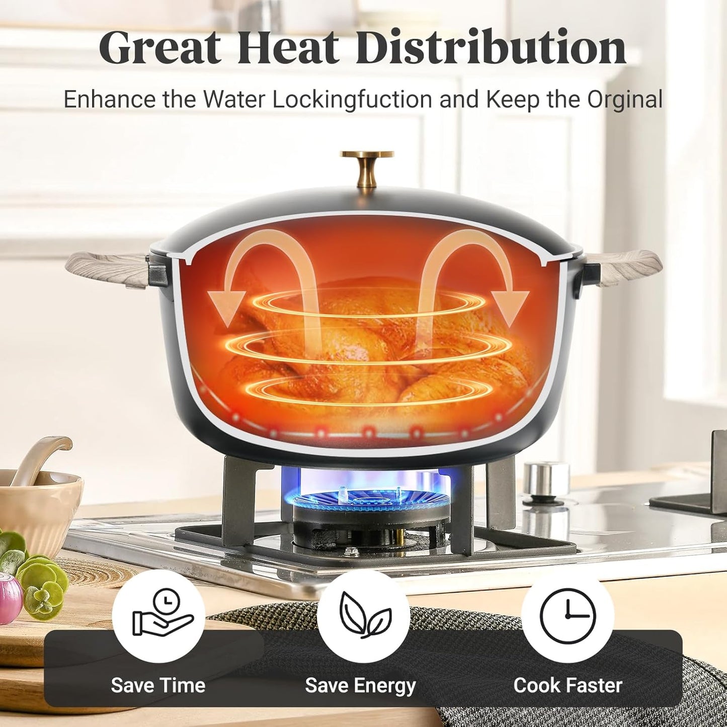 21Pcs Pots and Pans Set with Aluminum Lid, Nonstick Ti-Ceramic Cookware Sets, Induction Cookware Non Stick Cooking Set w/Frying Pans & Saucepans(PFOS, PFOA Free)-Black