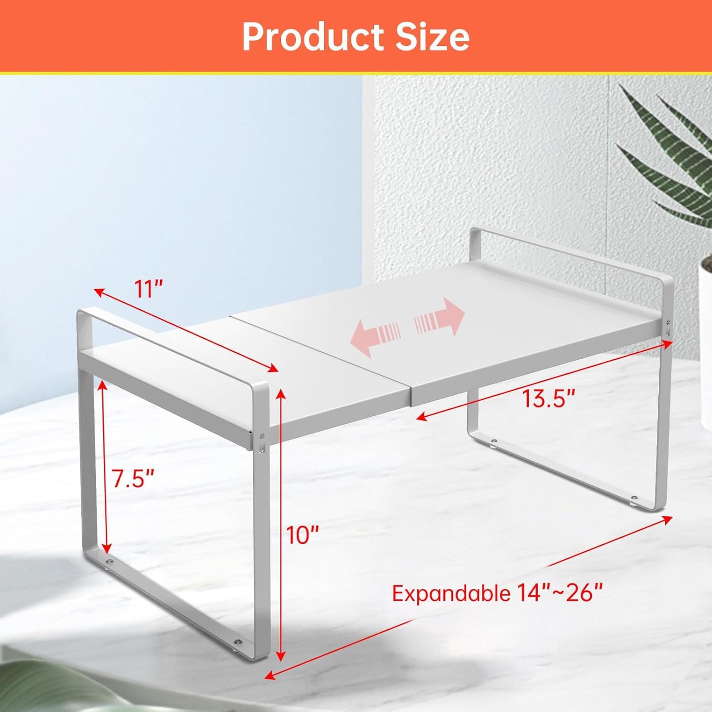 Expandable Cabinet Organizer 14"~25", Kitchen Shelf Organizer Spice Rack 11” wide, Cupboard Organizers And Storage Shelves, Kitchen Counter Organizers, Countertop Cabinets Small Pantry Shelf