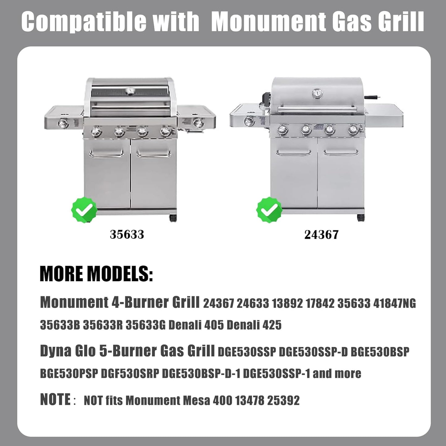 SafBbcue 97888 Full Size Griddle Inserts for Monument 24367 24633 13892 17842 35633 41847NG Grill Flat Top Griddle for Monument Replacemnt Parts 35633G 35633B D405 D425, Carbon Steel