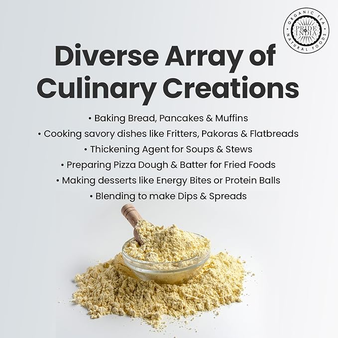 Pride of India- Garbanzo Bean Flour 1 lbs (454 gm) Earthy Nutty Slightly Sweet Taste Freshly Milled in Small Batches | Used for Baking Cooking Coating Thickening |Vegan, Gluten-Free