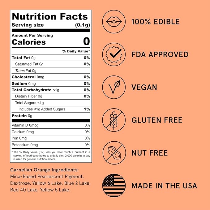 Fancy Sprinkles Carnelian Orange Premium Edible Glitter, Sparkle for the Showgirl Era with 100% Edible Glitter for Sparkling Food & Drinks No Taste or Texture (4gm)