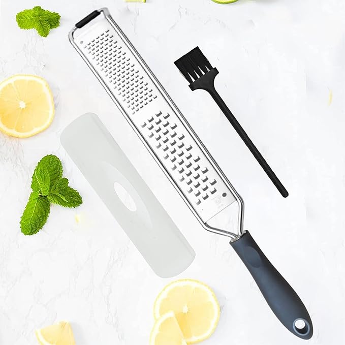 2-in-1 DESIGNED BY CHEFS Lemon Parmesan Cheese Zester and Food Shredder - Essential Grater Kitchen Tool Perfect Spiralizer for Citrus, Garlic, Vegetables, Fruits and More