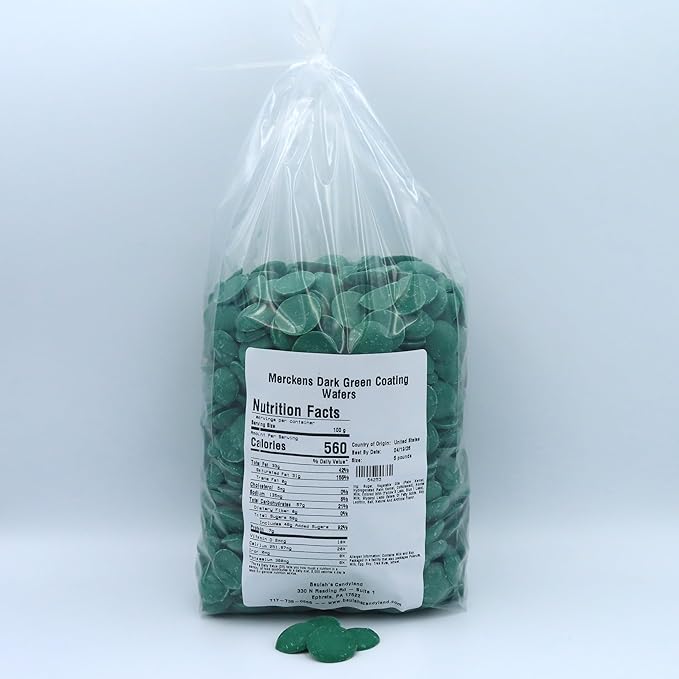 MERCKENS Coating Wafers, Dark Green Melting Chocolate, 5 Pound Package