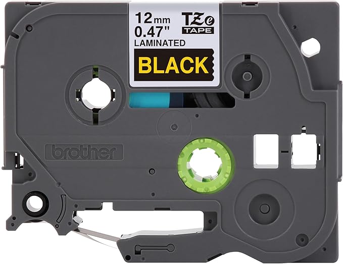 Brother Genuine P-Touch TZe Gold Print on Black Label Tape (TZe334), Laminated,1/2in x 26.2ft (12mm x 8m), for Select P-Touch Label Makers, Durable, Water-Resistant, Indoor/Outdoor Use