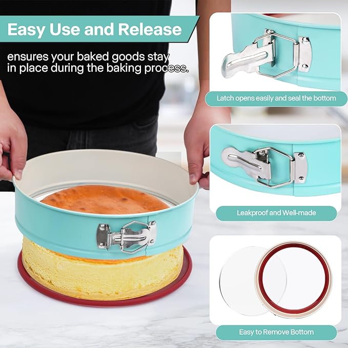 10-Inch Glass Bottom Springform Pan with Silicone Seal, Springform Pan 10 inch Nonstick,10In Cheesecake Pans Springform, Leak-Proof, Nontoxic & Oven-Safe