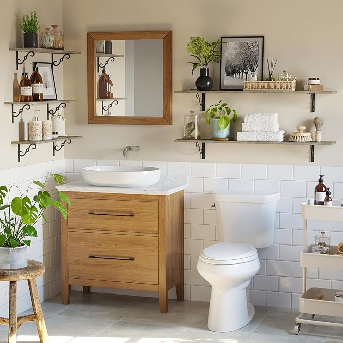 DINZI LVJ Long Wall Shelves, 55.1" Large Floating Shelves Set of 2, Wide Display Shelf Wall Mounted with Brackets, Easy Hanging for Living Room, Toilet, Office, Bedroom, Gray Wash