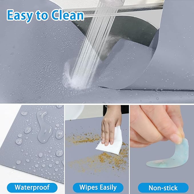 AECHY Extra Large Silicone Mat 78.74”x19.69”x0.08”, Multipurpose Silicone Mat Thick Heat Resistant Mat Shipped Rolled Up Kitchen Counter Mat Waterproof Silicone Mats for Kitchen Counter Dark Gray