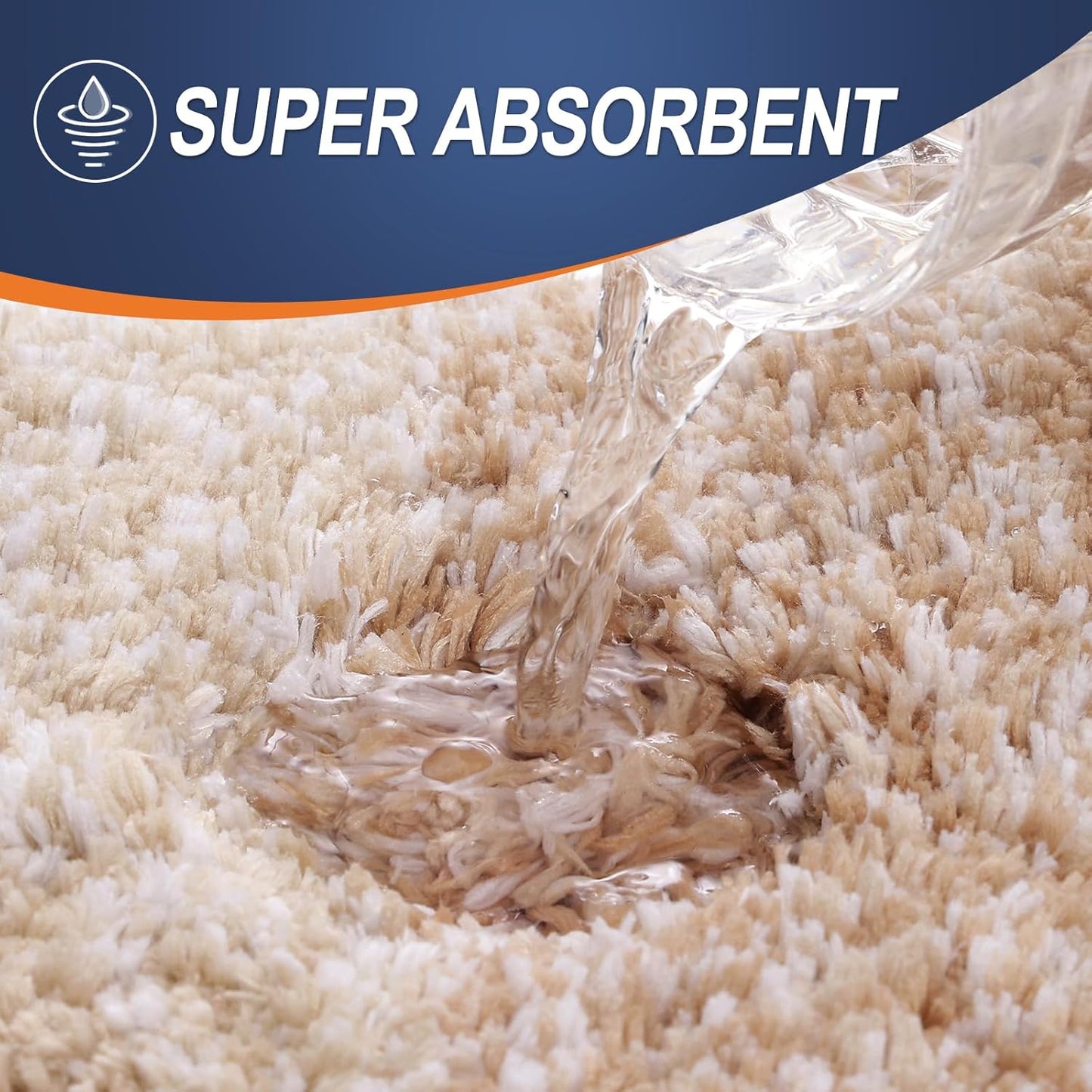 OLANLY Luxury Toilet Rugs U-Shaped 24x20, Extra Soft and Absorbent Microfiber Bathroom Rugs, Non-Slip Plush Shaggy Bath Mat, Machine Wash Dry, Contour Bathroom Mats for Toilet Base, Beige