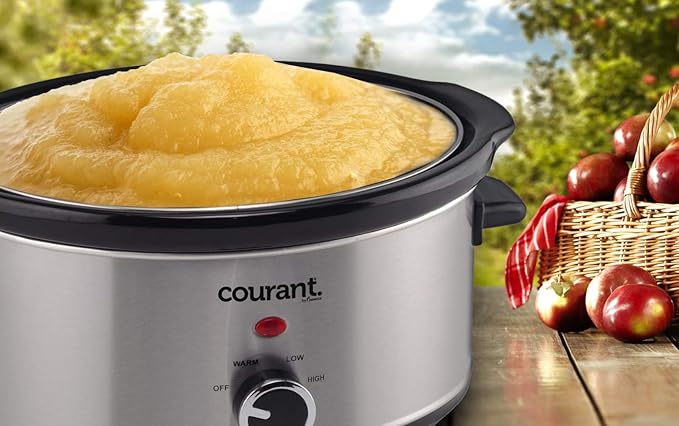 Courant Oval Slow Cooker Crock, with Easy Options 3.5 Quart Dishwasher Safe Pot, Stainless Steel