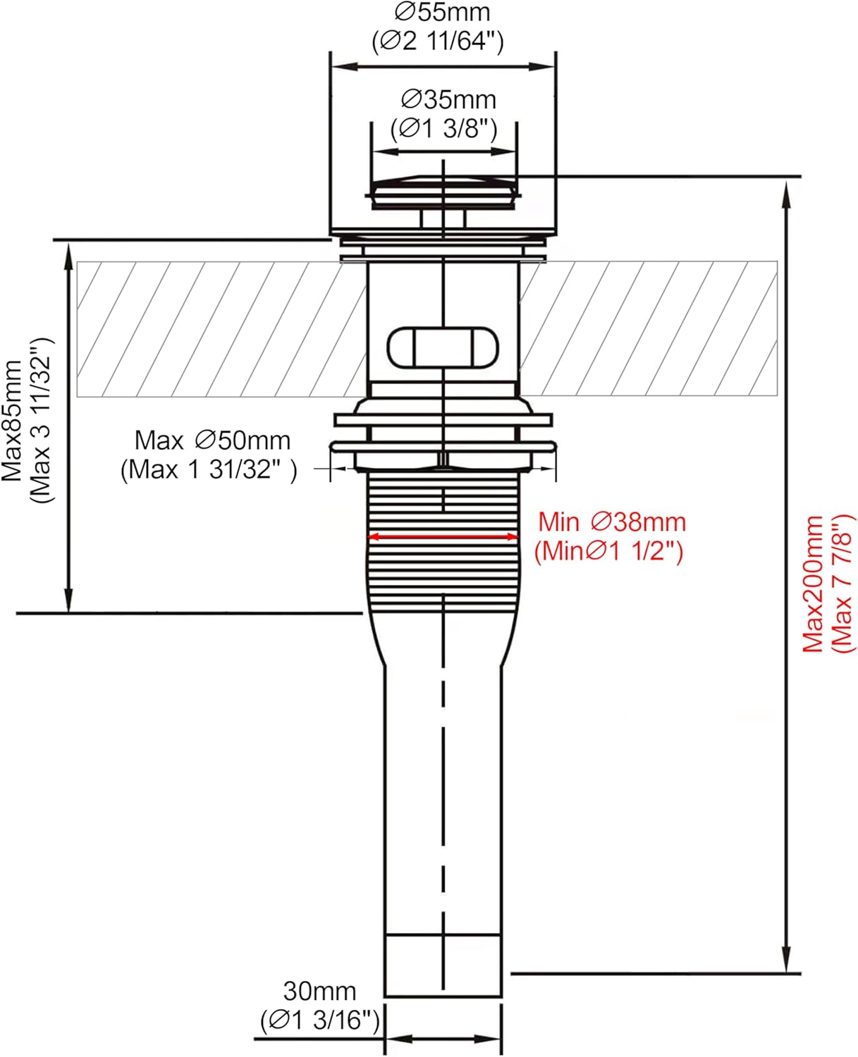 Pop up Sink Drain Stopper for Bathroom Vessel Vanity Sink Art Basin Matte Black, Small Cap with Overflow, Metal Pop-up Drain Strainer with Detachable Basket Stopper