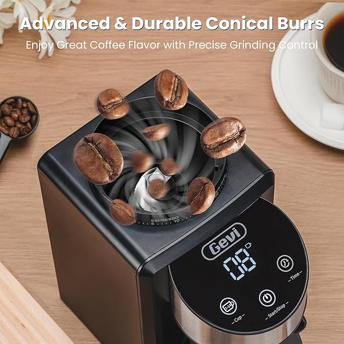 Gevi Coffee Grinder Electric,Coffee Bean Grinder with 35 Grind Settings for Espresso,Drip,French Press,Burr Coffee Grinder for Home Use,Anti-static Design,Black