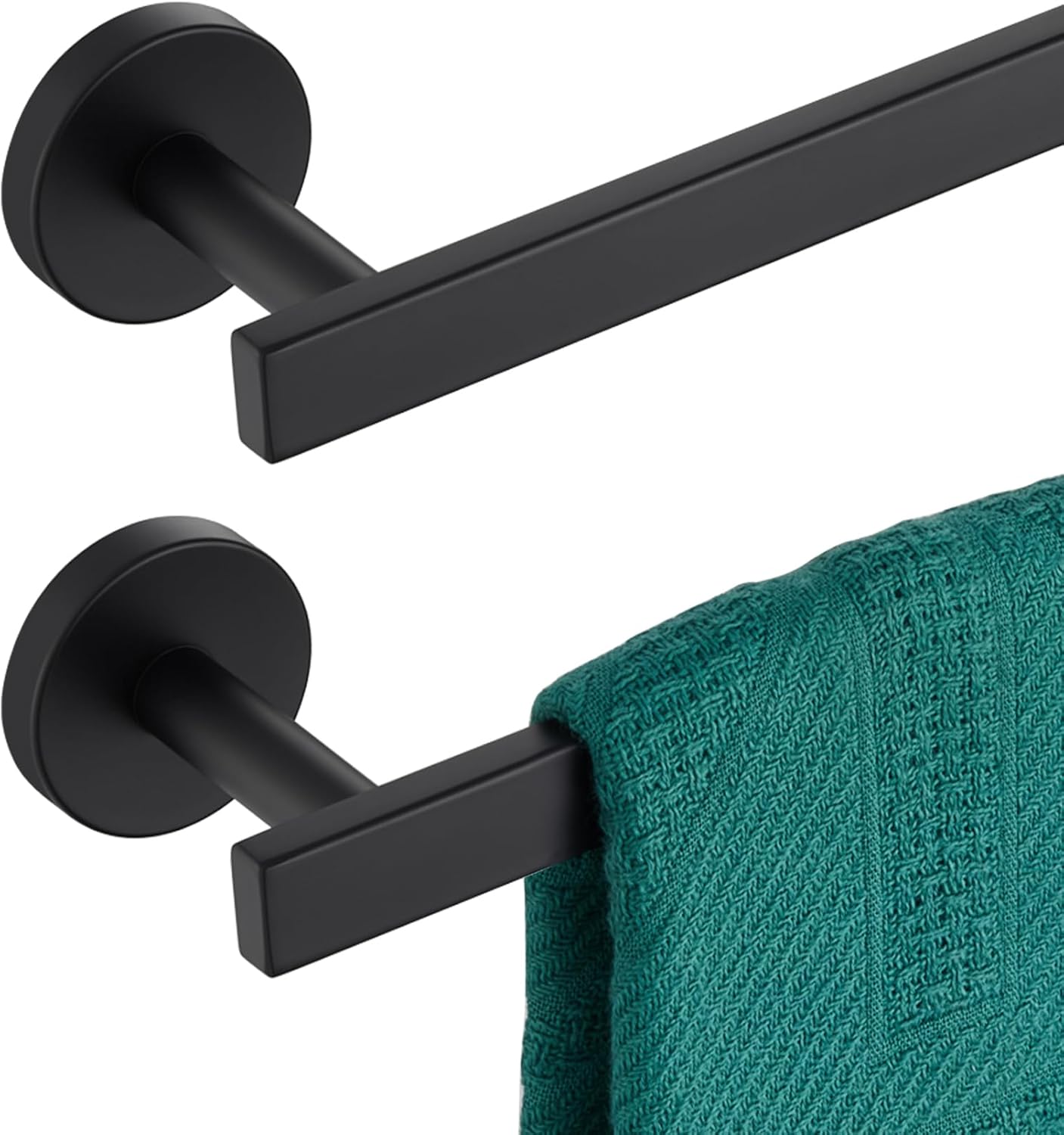 32 Inch Bath Towel Bar Bathroom Towel Rack Kitchen Towel Holder Long Towel Rails Wall Mounted SUS304 Stainless Steel 2 Pack Matte Black AN4001MB-L32-P2