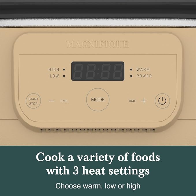 MAGNIFIQUE 6 Quart Programmable Slow Cooker Removable Healthy Nonstick Pot - Small Kitchen Appliance for Family Dinners - Serves 6+ People - Heat Settings: Keep Warm Brown Sugar