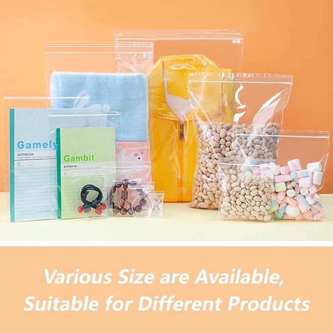 12" x 18"(100 Count) Large Zip Plastic Poly Bags - 2 Mil Clear Reclosable Zipper Bags for Prints, Photos, Documents, Clothing, T-Shirt, Storage