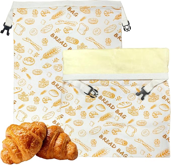 2 Pack Reusable Beeswax Bread Bags for Sourdough,Reusable Cotton Beeswax Bag for Homemade Bread,Freezer-Friendly&Freshness Preservation Storage to Keep Fresh 17x13in