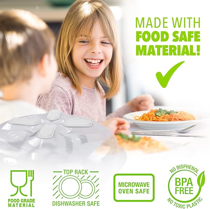 Magnetic Splatter Cover, 12-Inch Clear BPA-Free Food Lid, Vented Plate Guard with Steam Vents, Anti-Splash Microwave Lid, Dishwasher Safe, Space-Saving Magnetic Storage - Ivory