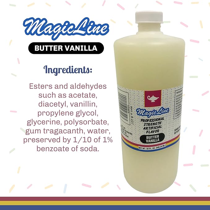 Magic Line Butter Vanilla Flavoring Oil for Baking - Replaces Vanilla Flavor Extracts (32 Ounces)