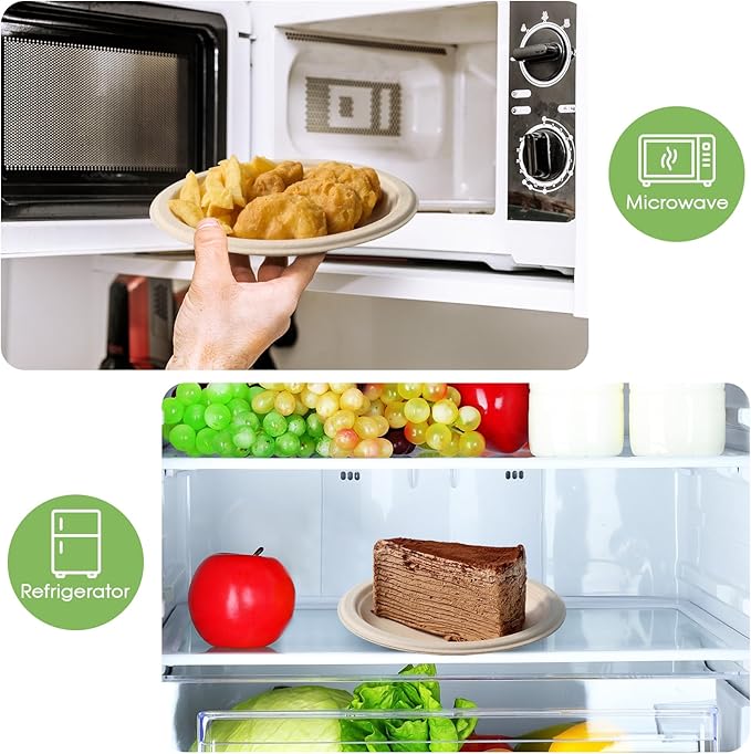 ECOLipak 6 Inch Disposable Compostable Small Paper Plates, 200 Pack Recycled Sugarcane Bagasse Biodegradable Heavy Duty Mini Dinner Appetizer Cake Dessert Plates for Party(Nature)