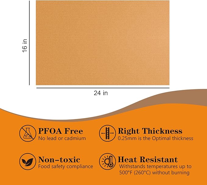 UBeesize 4 Pack Thickened Copper Oven Liners for Bottom of Oven BPA & PFOA Free, Reusable 16x24 Inch Heavy Duty Non Stick Teflon Oven Mats, Fit Electric Gas Toaster Convection Microwave Ovens Grills