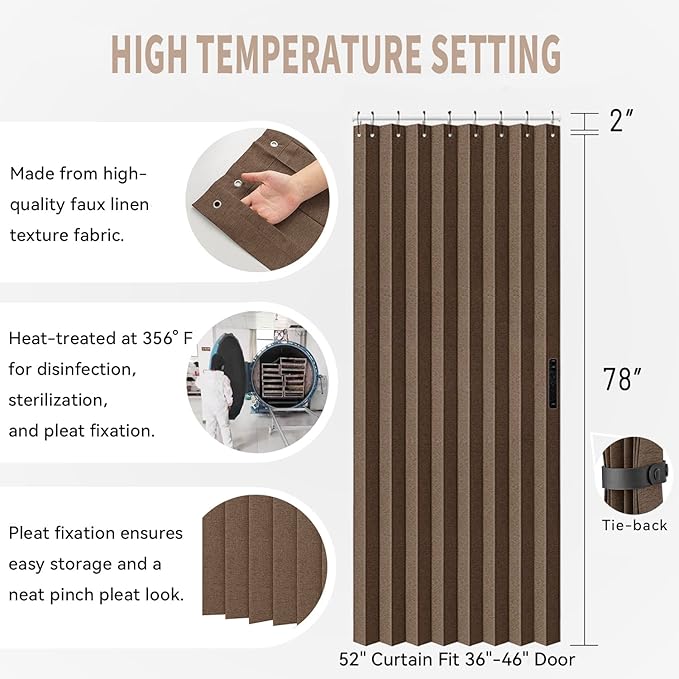 Vatge Doorway Curtains - Closet Curtain for Open Closet, Hanging Room Divider for Doorway Privacy and Room Separation, 1 Panel, W52 x L78, Brown