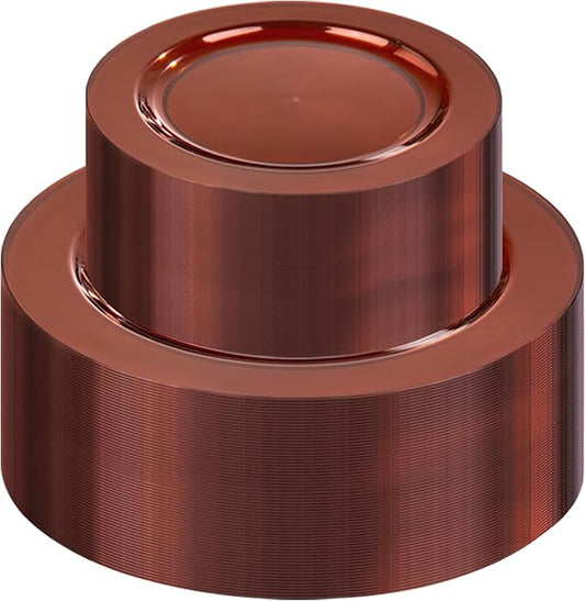 I00000 102 Pcs Clear Brown Plastic Plates - Elegant Disposable Plastic Party Plates Include 51 Dinner Plate 10’’ and 51 Dessert Plate 7’’ Perfect for Birthday, Party & Wedding