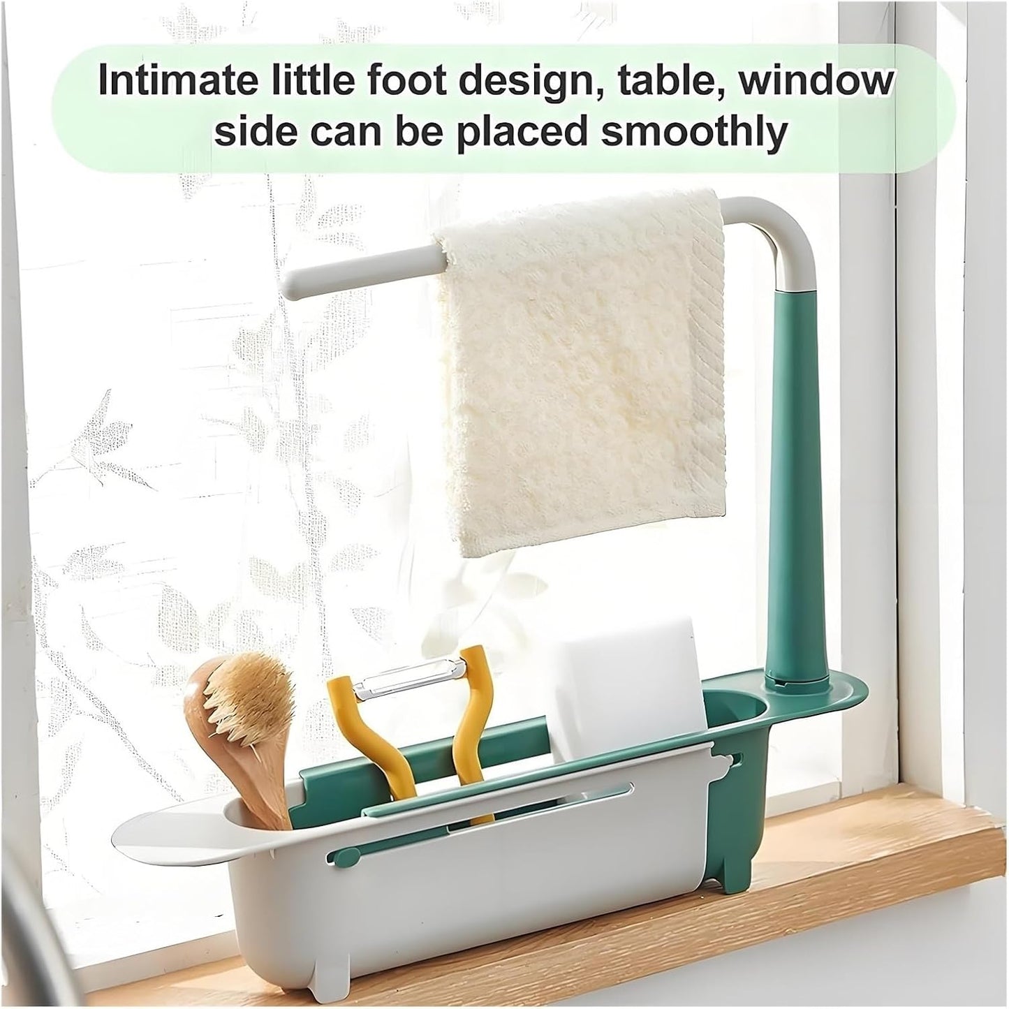 Onwddarefy Sink Storage Rack Telescopic, 2025 New Updated Telescopic Sink Storage Rack, Under Kitchen Sink Accessories Adjustable Length, Multipurpose Kitchen Sinks Organizer(Yellow)