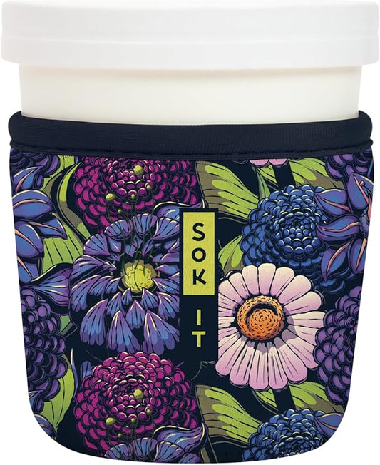 Sok It IceCreamSok Insulated Neoprene Cover (Secret Garden, Tapered Ice Cream Pints)