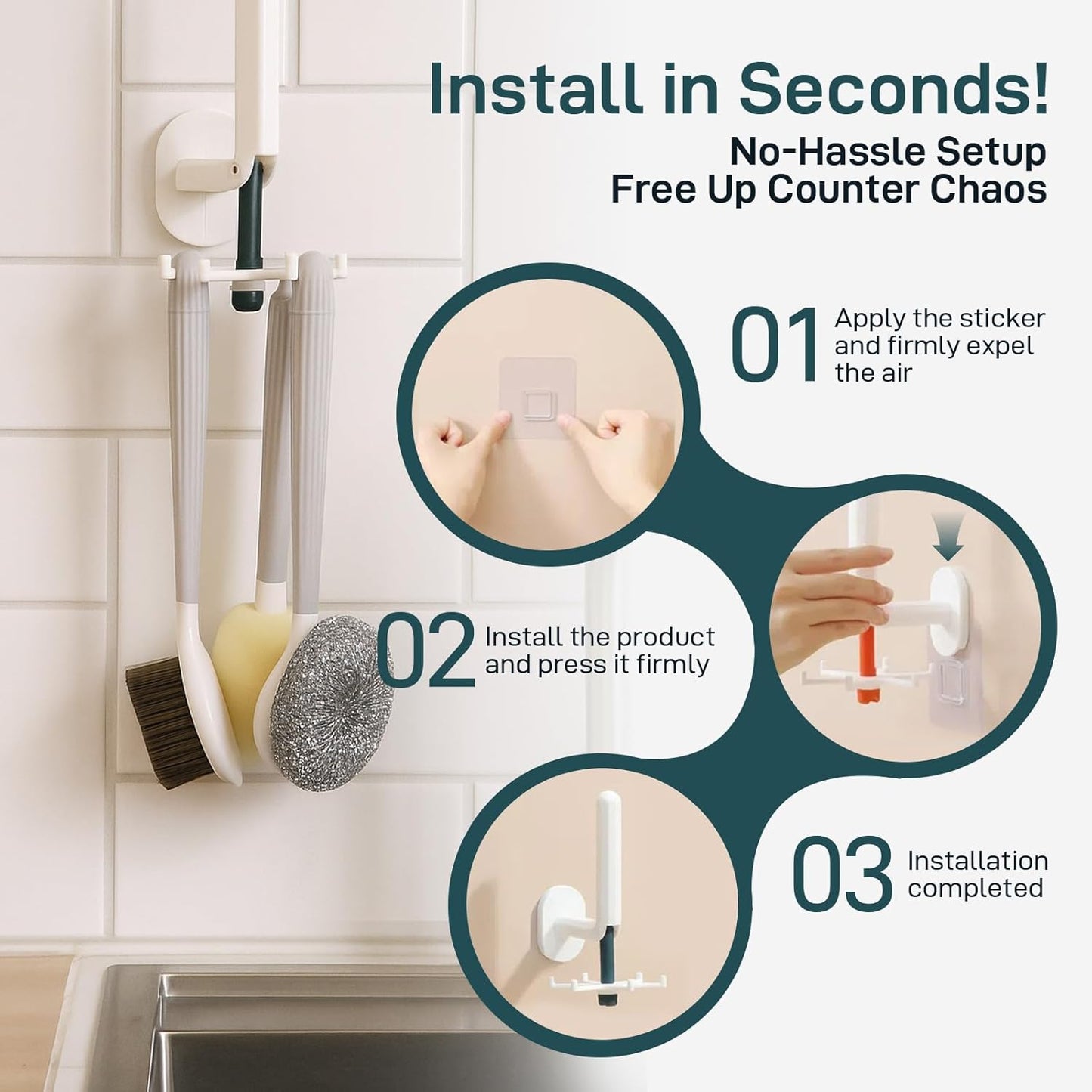 Dish Brush Set of 4 with Holder.Interchangeable Heads Kitchen Scrub Brush,Dishwashing Brush Set with Extended Handle,for Cleaning Pots,Pans,Bottles,Cups,Sinks,scrubbers for Dishes.Green