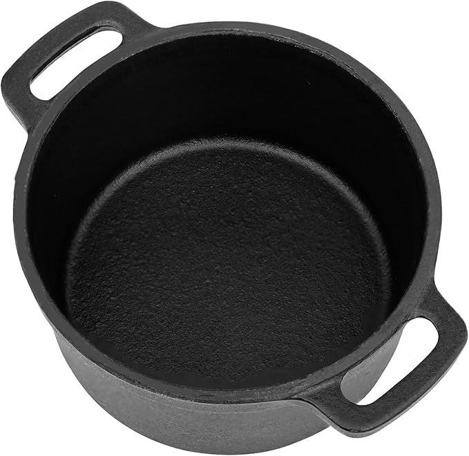 Mini Cocotte 8 oz Mini Dutch Oven 0.25 qt. Cast Iron Garlic Roaster for Oven Garlic Confit Pot Ramekins with Lids Oven Safe Set of 2, Black