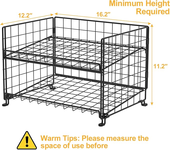 JKsmart Adjustable Can Rack Organizer, Stackable Can Storage for Kitchen Pantry Cabinet, 2-Tier Can Holders for Food, Multifunctional Can Dispenser for Snacks Soda-3 Pack