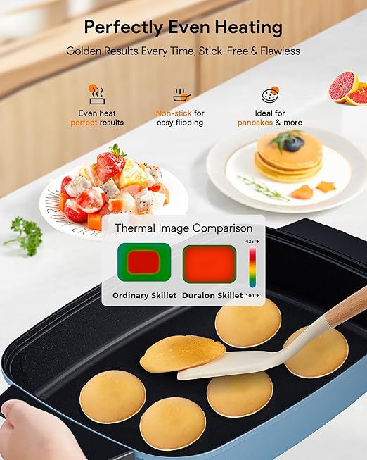 Nuwave Medley XL Digital Electric Skillet, Family Size Griddle w/Glass Lid, 2025 New & Improved Precision Heating, 100°-425°F, PFAS Free G11 Nonstick Ceramic Coating, Portable Hot Plate, 7qt Capacity
