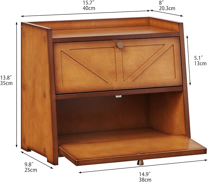 Vintage Double Layer Bread Box for Kitchen Counter Bamboo Bread Storage Container Large Capacity Bread Storage Bin