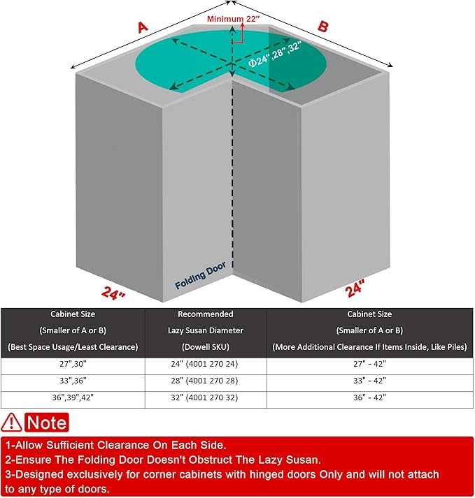 Dowell 28" Kidney Lazy Susan, 2 Shelves, Kitchen Base Corner Cabinet Organizer (Chrome 4001 270 28)