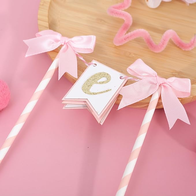 Pink Bow Ribbon Cake Topper - Bow Birthday Cake Topper,Coquette Themed Party Supplies,She's Tying The Knot,Bow 1st Birthday Cake Smash