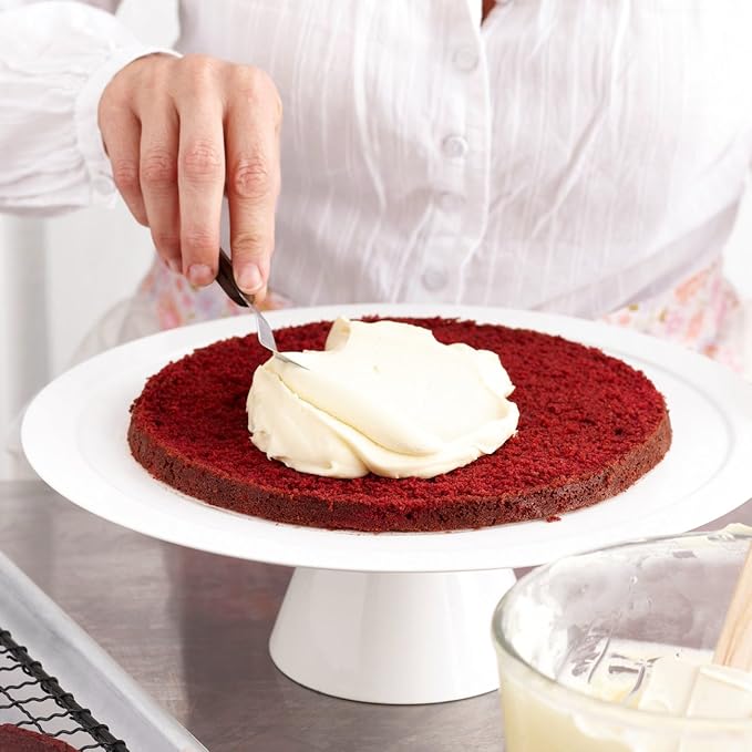 Offset Cake Icing Spatula Set of 3 Professional Stainless Steel Decorating Frosting Spatulas (4"-6"-8" Flexible Resistant Blade) Angled with Wooden Handle