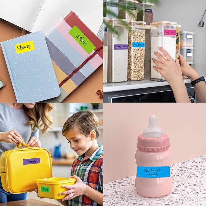 STARLIBOO Removable Labels, Removable Colored Labels Stickers, Self-Adhesive Rectangular Stickers Water/Oil/Tear Resistant for Storage/Classroom/Home (2 Size, 300 Labels)