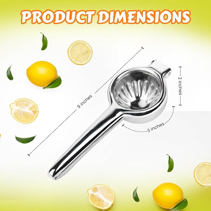 Stainless Steel Lemon Squeezer | Heavy Duty Handheld Juicer with X-Large Bowl | Premium Manual Citrus Press | Stainless Steel Lemon Lime Squeezer & Juicer Hand Press | Rust-Resistant, Dishwasher Safe
