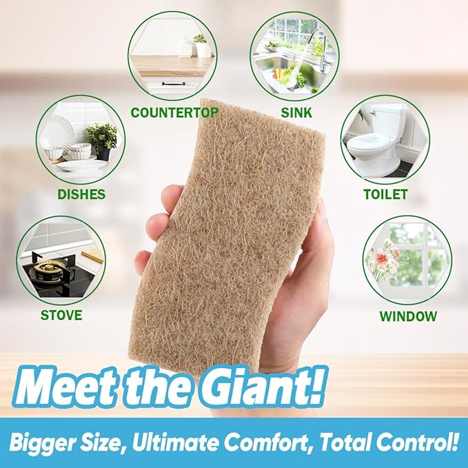 AIDEA XL Scrub Sponges Non-Scratch, 6Count, Large Natural Sponge for Non Stick Cookware, Sponges Kitchen, Cellulose Cleaning Sponge for Dishes, Kitchen, Bathroom, Household